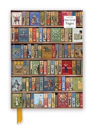 Journal cover depicting a full bookshelf of antique, colorful books.