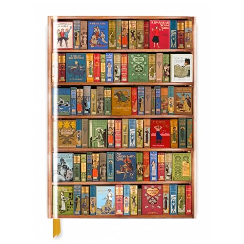 Sketchbook cover depicting a full bookshelf of vintage books.