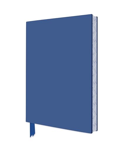 Dark blue hardcover notebook with a patterned spine and a ribbon bookmark.