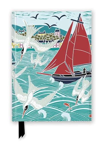 Foiled journal cover with illustration of terns, sailboat, and coastal town.
