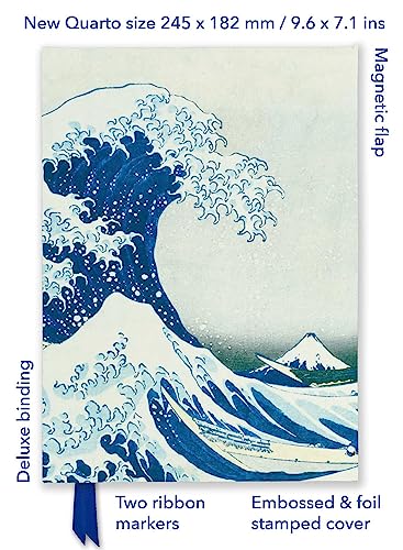 Hokusai’s “The Great Wave” artwork on a foiled, quarto-sized journal.