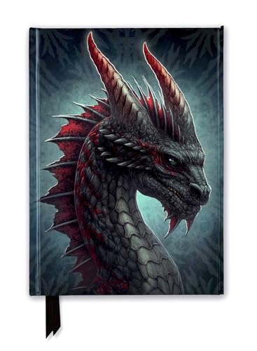 Foiled journal cover featuring a detailed, grey and red dragon head.