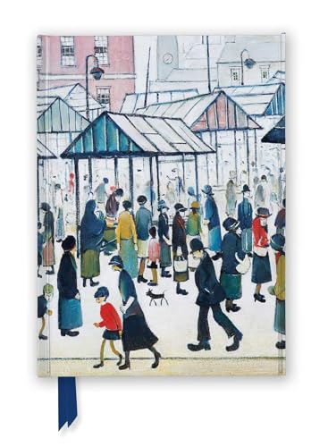 L.S. Lowry painting of a bustling market scene with many figures.