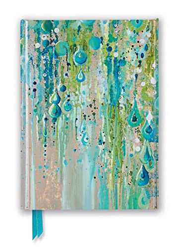 Foiled journal cover with abstract dripping paint in blues and greens.