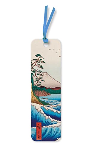 Bookmark featuring Hiroshige’s “The Sea at Satta” woodblock print of waves and Mount Fuji.