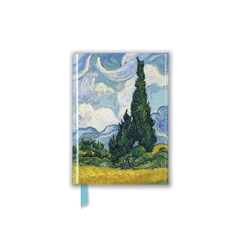 Van Gogh's "Wheat Field with Cypresses" painting on a small journal.