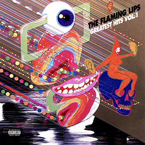 Album cover for The Flaming Lips’ “Greatest Hits, Vol. 1” with surreal imagery.