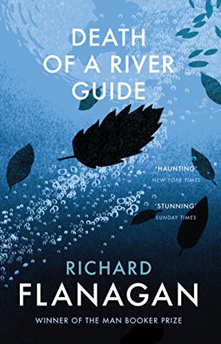 Book cover: "Death of a River Guide" with leaves and bubbles.