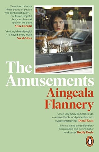 Book cover: "The Amusements" by Aingeala Flannery, featuring a woman’s portrait.