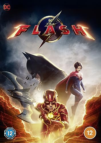 DVD cover for “The Flash” featuring The Flash, Batman, and Supergirl.