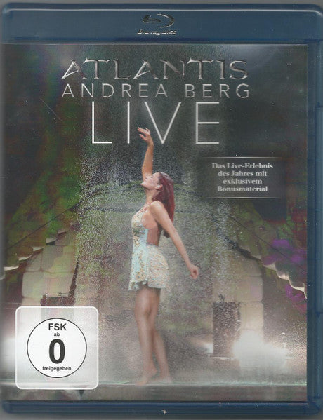 Blu-ray cover for "Atlantis Andrea Berg Live" featuring a singer onstage.