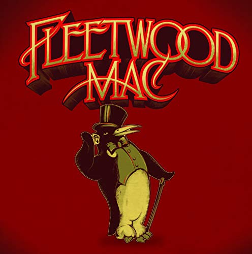 Fleetwood Mac album cover featuring a dapper penguin in gold on red.
