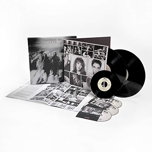 Black and white album cover for Fleetwood Mac’s “Live” with blurred figures.