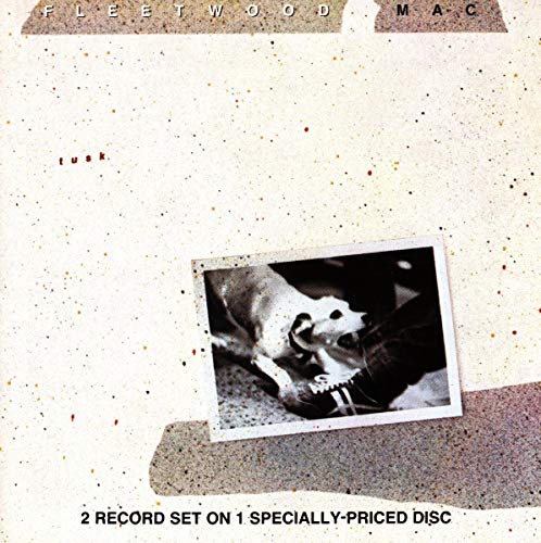 Fleetwood Mac “Tusk” CD cover with a black and white dog image.