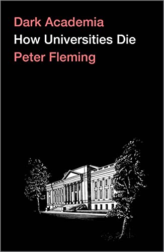 Book cover with black background, white text, and a line drawing of a building.