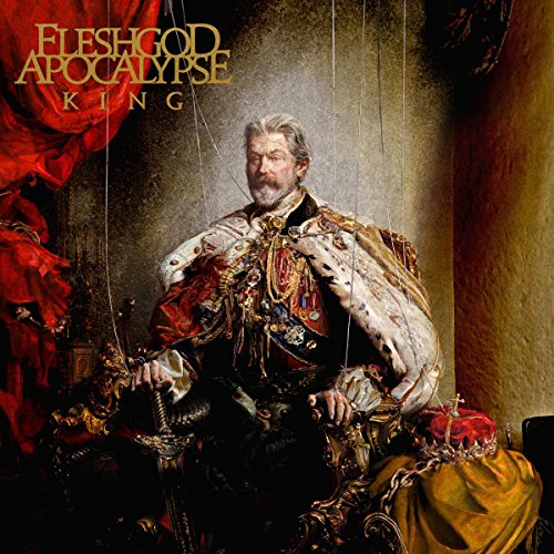 Album cover of "Fleshgod Apocalypse - King" featuring a regal, elaborately dressed king.