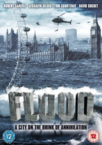 DVD cover for "Flood" depicting a flooded London with helicopters.