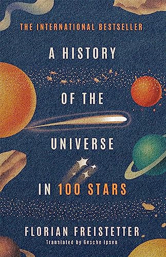 Book cover: “A History of the Universe in 100 Stars” with planets.