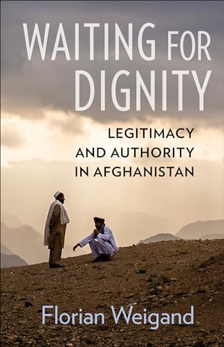 Book cover: “Waiting for Dignity” with a mountain landscape and two men.