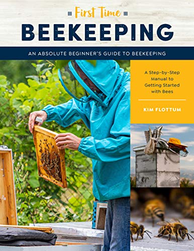 Book cover: beekeeper in protective suit holding a frame of honeycomb.
