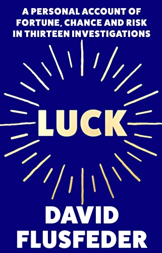 Book cover: dark blue background with gold text reading "Luck" and author name.