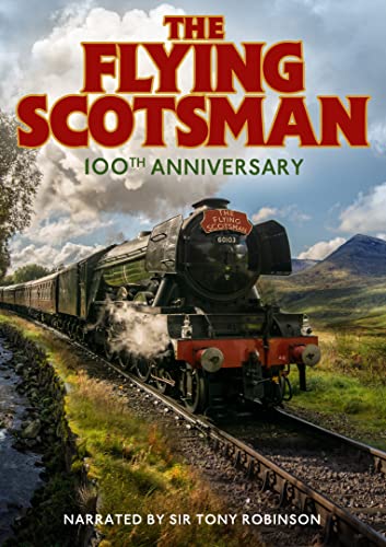 DVD cover featuring black steam locomotive “Flying Scotsman” in a landscape.