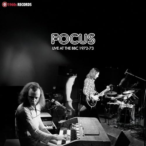 Black and white album cover featuring the band Focus performing live.