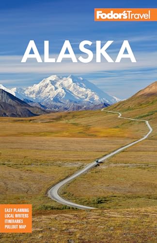 Fodor’s Alaska travel guide cover with a mountain and winding road.