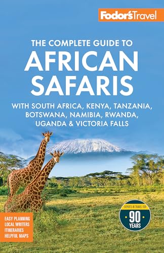 Fodor's guide to African Safaris, featuring giraffes and Mount Kilimanjaro.