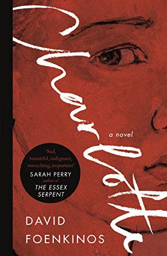 Book cover: red background, white script title "Charlotte", and a partial face.