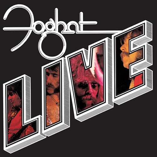 Foghat "Live" vinyl album cover with band members in 3D lettering.