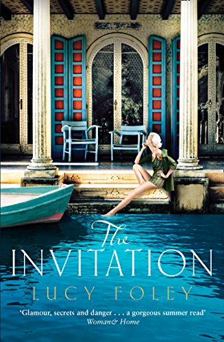 Book cover: woman by water, ornate blue building in background.