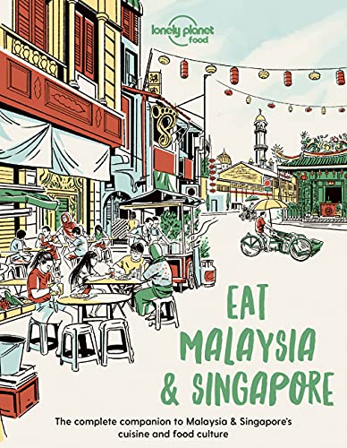Book cover depicting a colorful street scene in Malaysia and Singapore.