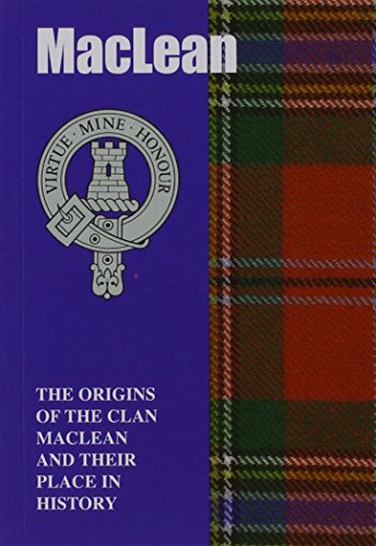 Book cover with blue background, clan crest, and a red and green tartan pattern.