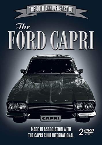DVD cover featuring a dark Ford Capri car, celebrating its 40th anniversary.