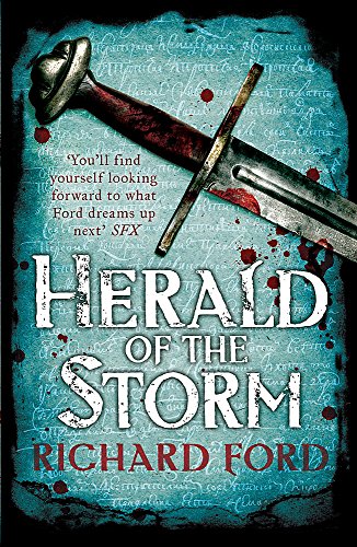Book cover: crossed swords with blood splatters on a textured blue background.