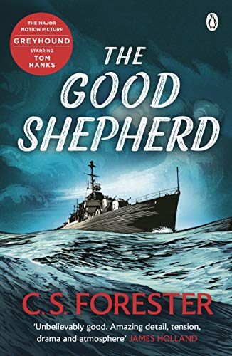 Book cover: “The Good Shepherd” with a warship on stormy seas.