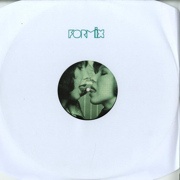 Vinyl record cover with a central circular portrait of two faces.