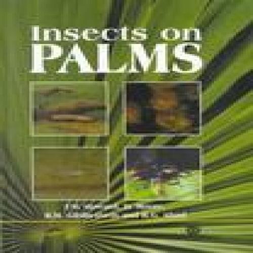 Book cover: "Insects on Palms" with images of insects and foliage.