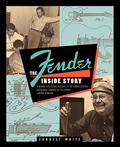 Book cover for "Fender: The Inside Story" with vintage photos and diagrams.
