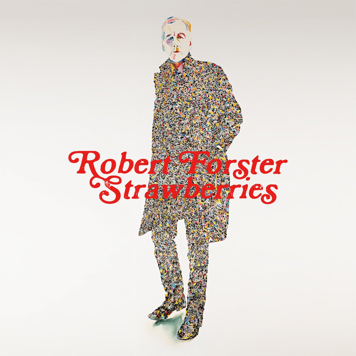 Album cover for Robert Forster’s “Strawberries” featuring a patterned figure.