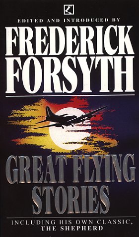 Book cover: “Great Flying Stories” with a plane silhouetted against a sunset.