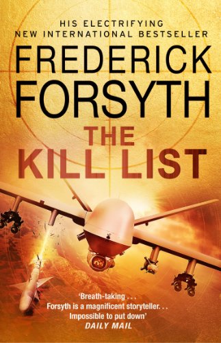 Book cover for "The Kill List" by Frederick Forsyth, featuring a drone.