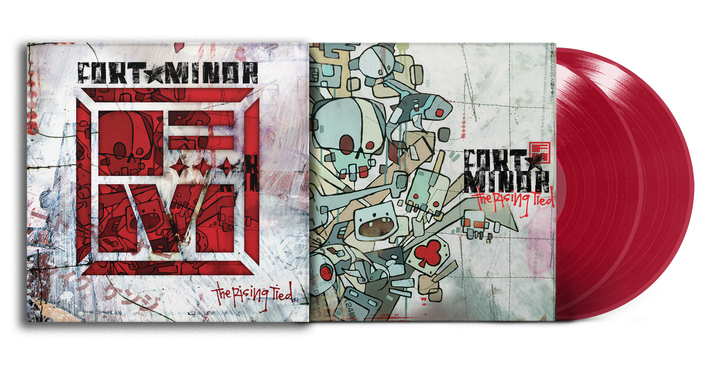 Fort Minor “Rising Tied” vinyl record with red and white artwork.