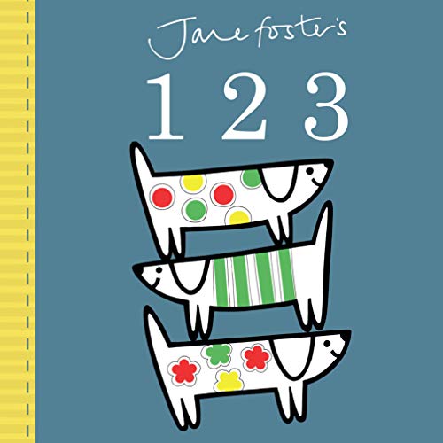 Book cover with colorful dachshunds stacked on a blue background.