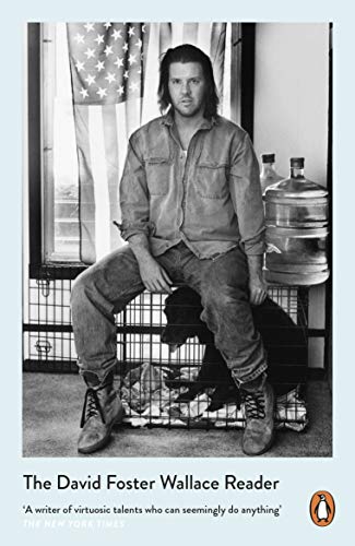 Book cover: portrait of David Foster Wallace with an American flag backdrop.