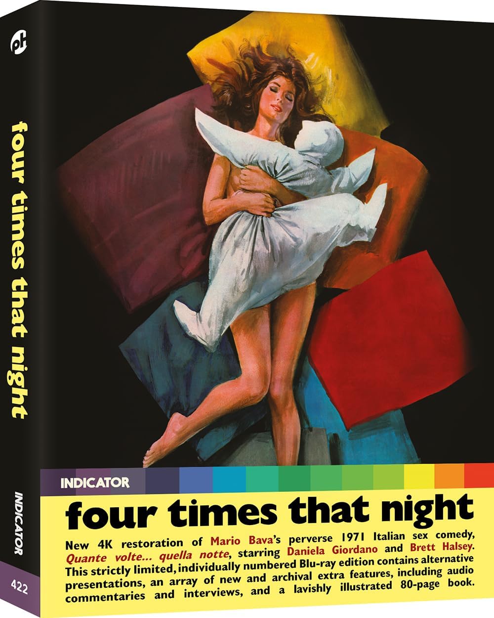 Blu-ray cover for "Four Times That Night" featuring a woman in bed.