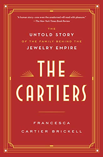 Book cover for The Cartiers with gold text on a red background.