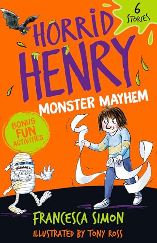 Book cover featuring Horrid Henry holding toilet paper near a mummy on orange background.