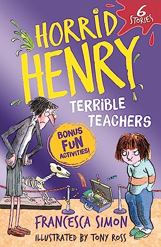 Horrid Henry" book cover with a mischievous boy and stern teacher illustration.